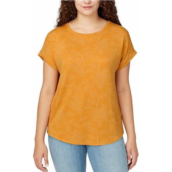 Buffalo David Bitton Womens XXL Floral Outline French Terry Short Sleeve Top NWT - Picture 1 of 7